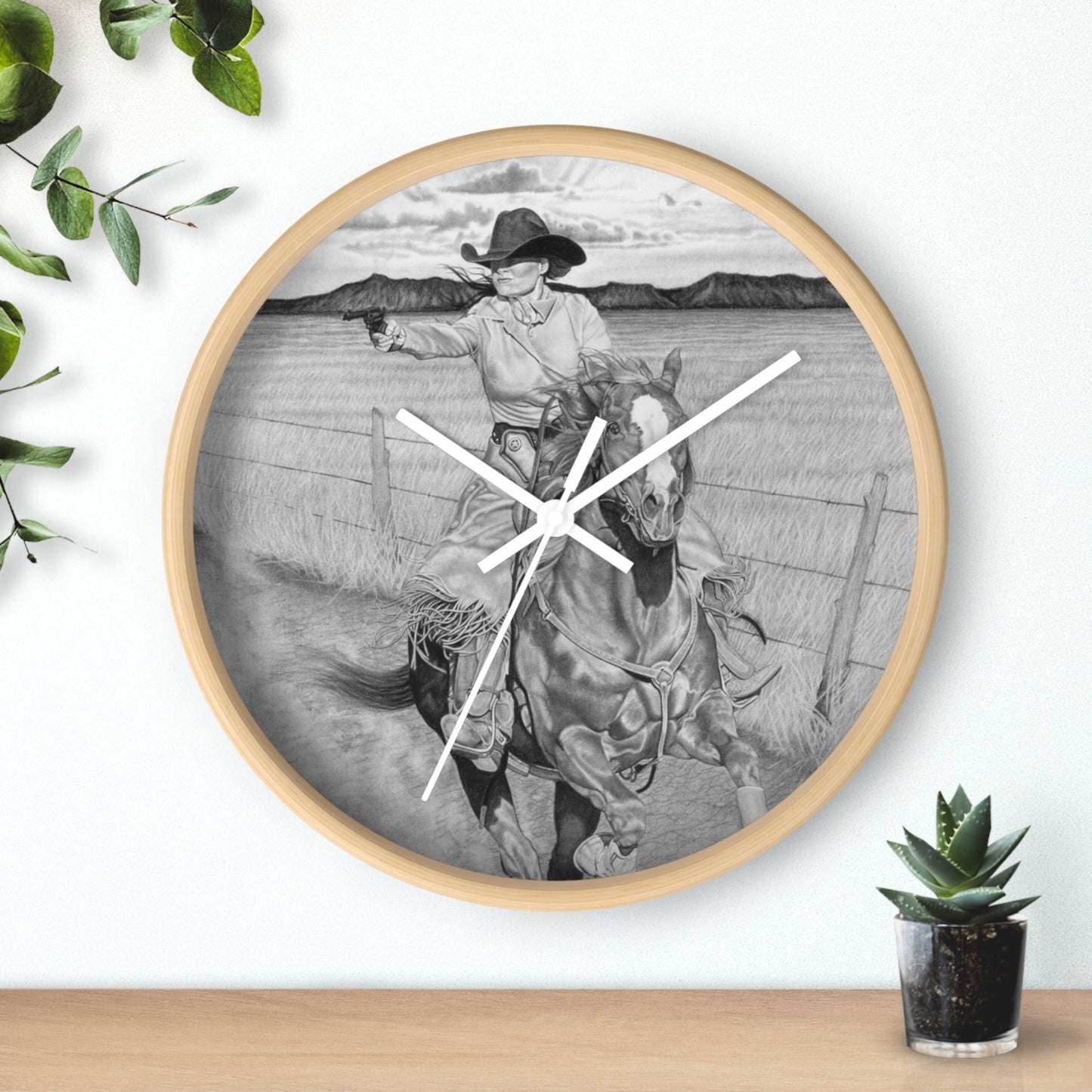 Wall Clock - Vintage Farmhouse Decor, Western Theme Timepiece, Country Home Accent, Horse Lover Gift, Unique Wall Art