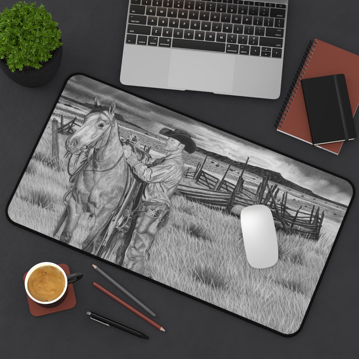 Desk Mat - Western Decor, Cowboy Office Accessory, Horse Lovers Gift, Stylish Computer Mat, Rustic Home Office