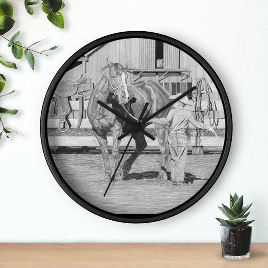 Wall Clock Vintage Farmhouse Decor, Western Theme Timepiece, Country Home Accent, Horse Lover Gift, Unique Wall Art