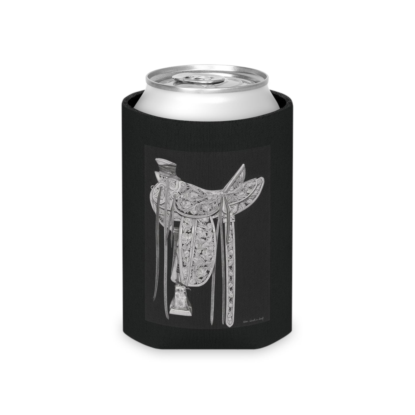 "New Saddle"  Rustic Cowboy Can Cooler, Western Beverage Sleeve, Outdoor Party Gear, Country-Themed Drink Holder, Ideal for BBQs & Tailgates