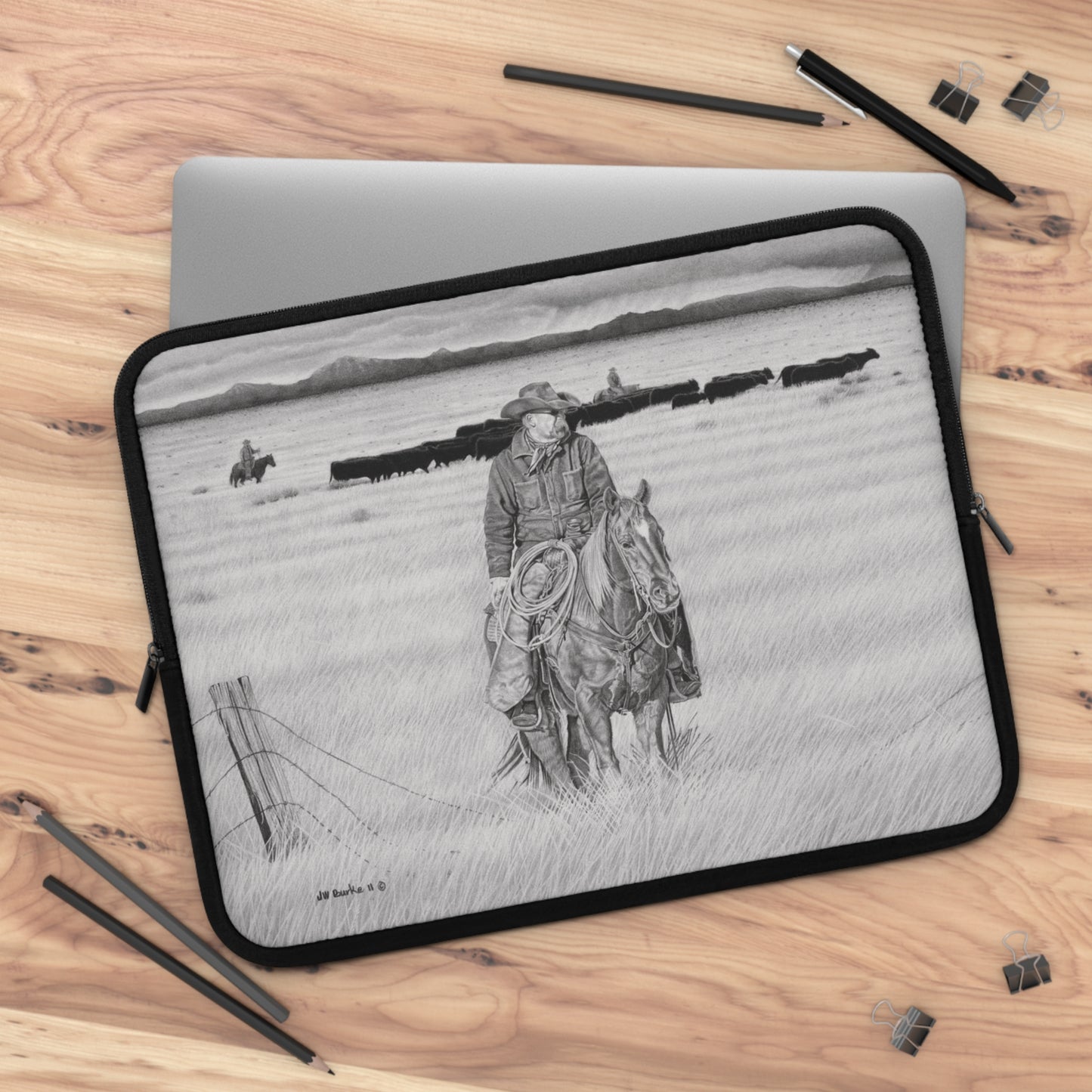 Laptop Sleeve, Western Cowpoke Case, Unique Gift for Ranch Lovers, Rodeo Accessories, Durable Tech Cover