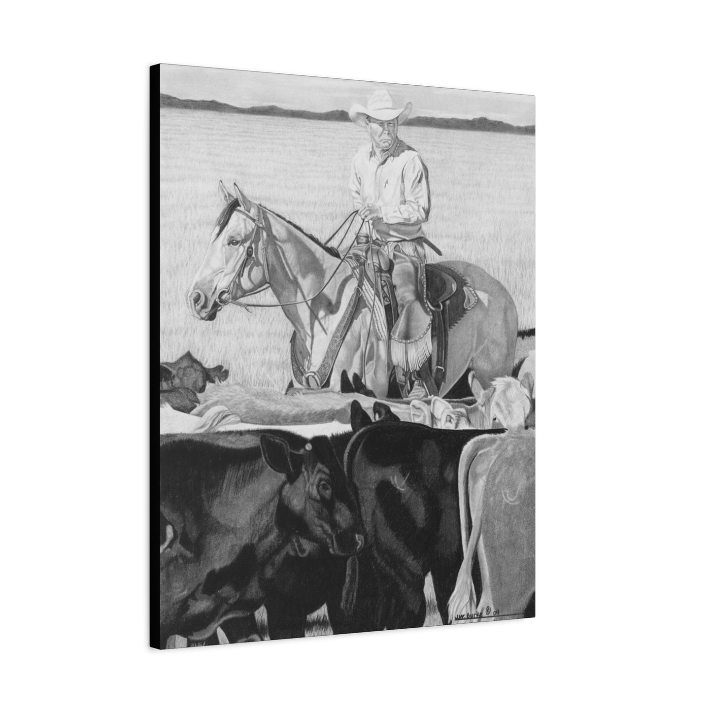 "Hot Day on The Job" western art on canvas