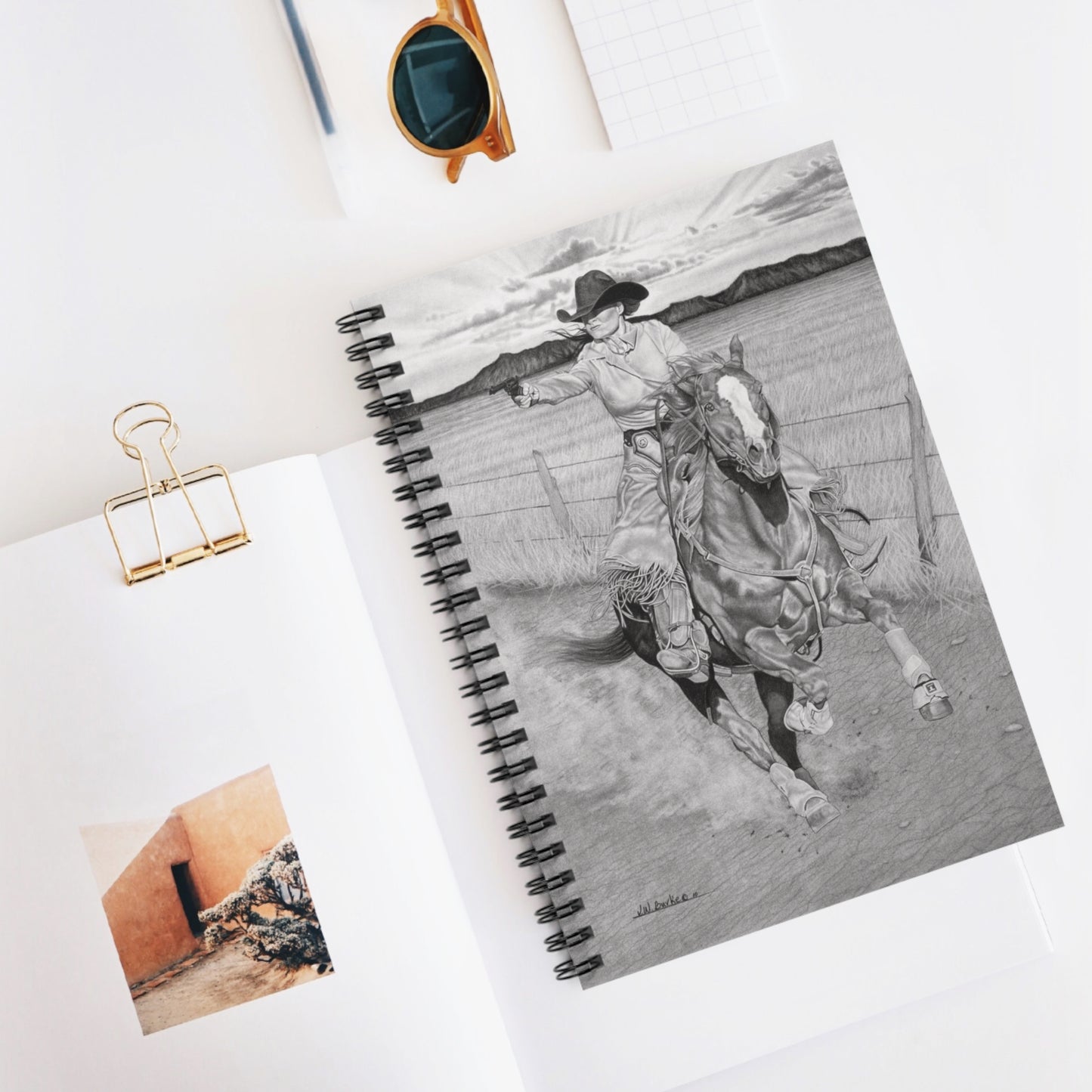 Spiral Notebook, Journal for Equestrian Lovers, Western Art Gift, Cowpoke Writing Pad