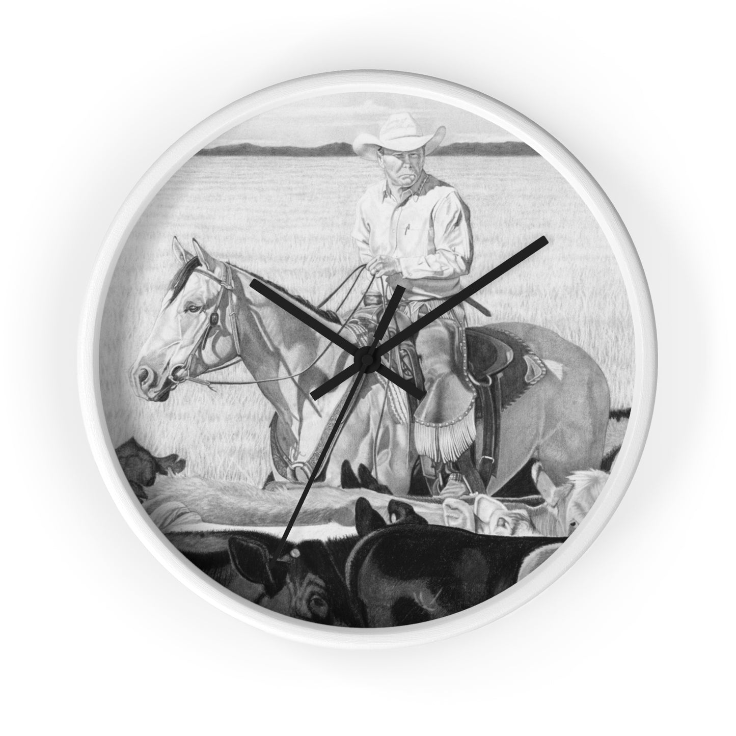Wall Clock - Vintage Farmhouse Decor, Western Theme Timepiece, Country Home Accent, Horse Lover Gift, Unique Wall Art