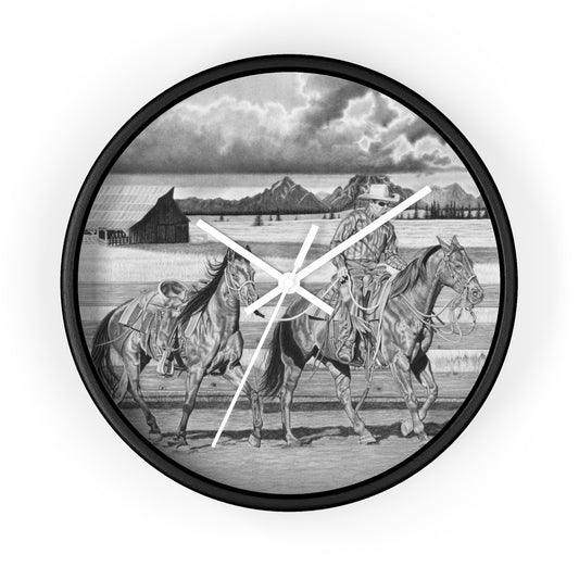 Wall Clock - Vintage Farmhouse Decor, Western Theme Timepiece, Country Home Accent, Horse Lover Gift, Unique Wall Art
