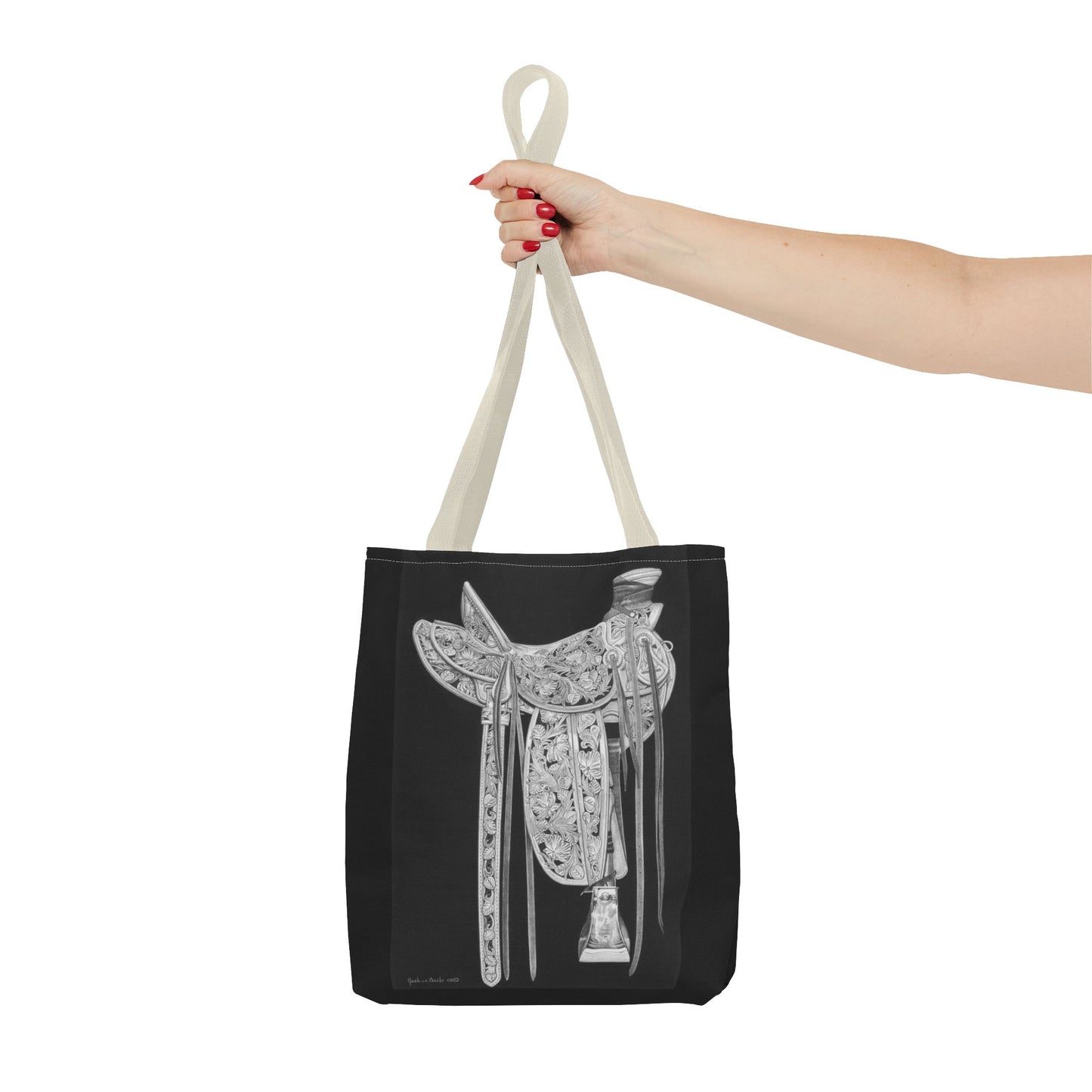 "New Saddle "  Western Style Shopping Tote, Equestrian Gift, Farmhouse Decor, Horse Lover Accessory