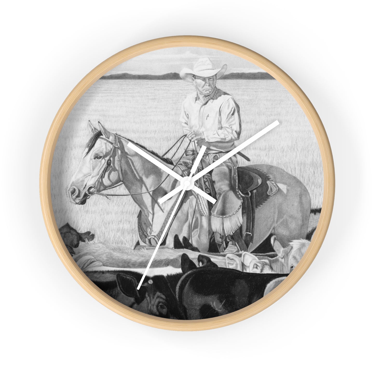Wall Clock - Vintage Farmhouse Decor, Western Theme Timepiece, Country Home Accent, Horse Lover Gift, Unique Wall Art