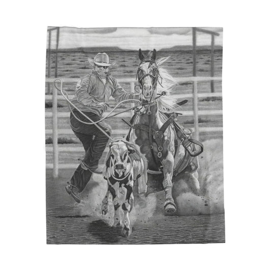 "Stone Cold Throw"  Cozy Cowboy Velveteen Plush Blanket | Western Decor, Gift for Horse Lovers, Camping Blanket, Soft Throw, Farmhouse Style