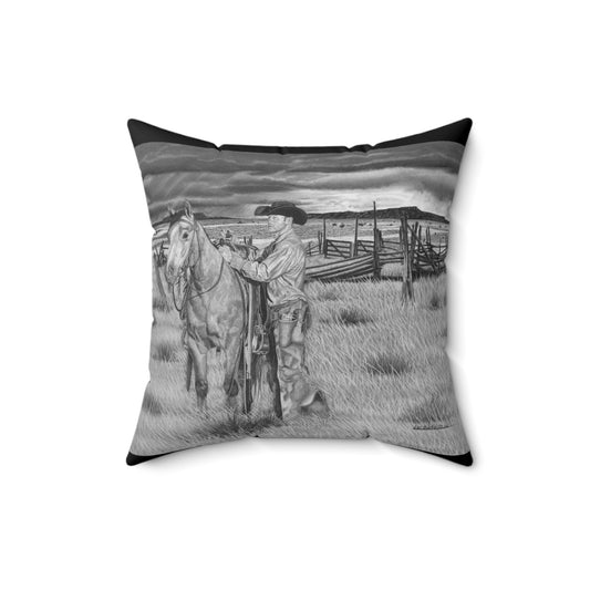 The Coming  Storm Rustic Cowboy Decor Pillow, Western Home Accent, Farmhouse Throw Pillow, Gift for Horse Lovers, Country Style Cushion