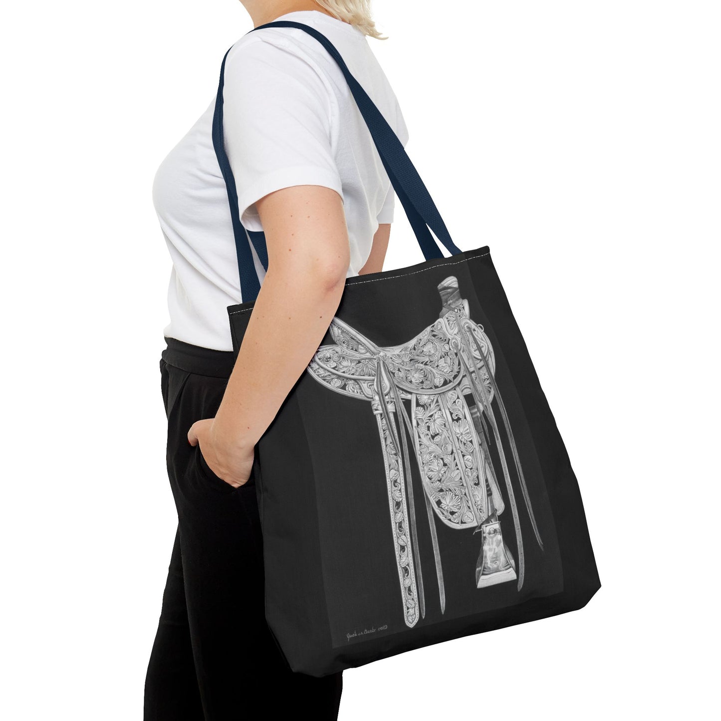 "New Saddle "  Western Style Shopping Tote, Equestrian Gift, Farmhouse Decor, Horse Lover Accessory