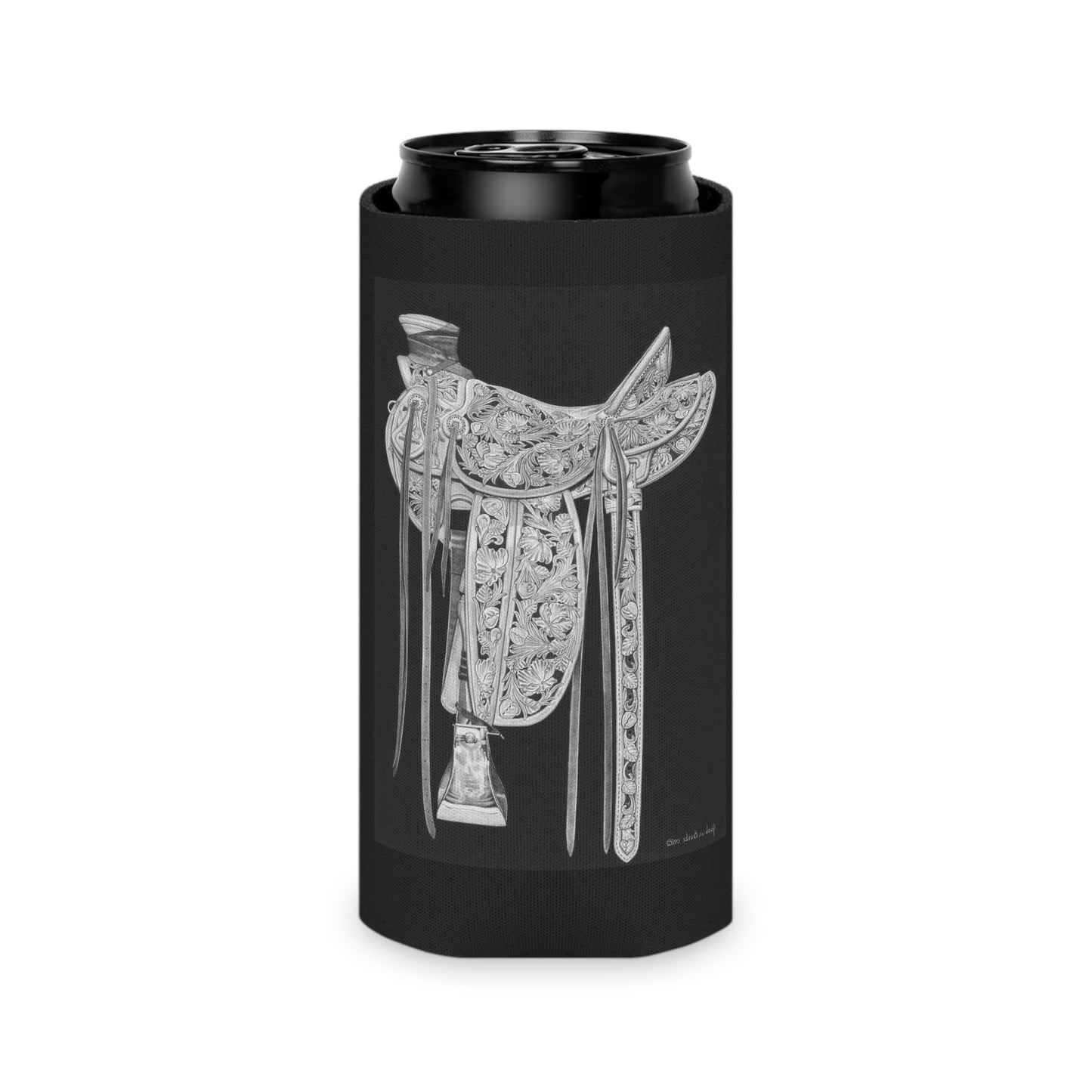 "New Saddle"  Rustic Cowboy Can Cooler, Western Beverage Sleeve, Outdoor Party Gear, Country-Themed Drink Holder, Ideal for BBQs & Tailgates