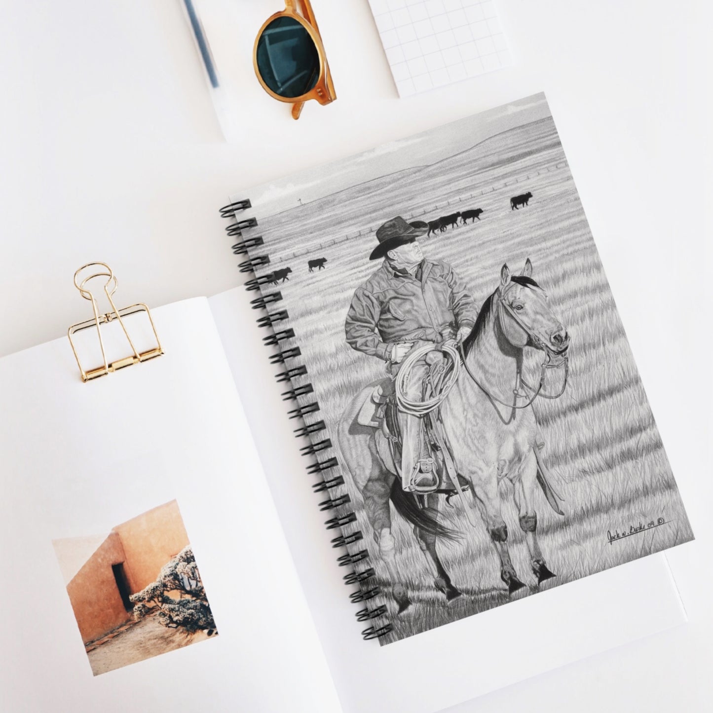 Spiral Notebook, Journal for Equestrian Lovers, Western Art Gift, Cowpoke Writing Pad