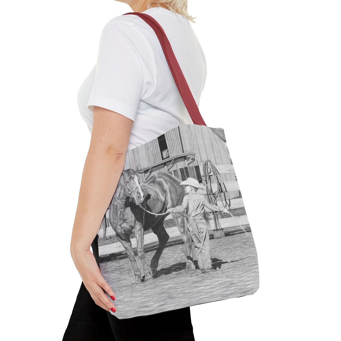 "Tall Task for a Little  Cowboy"  Tote Bag, Western Style Shopping Tote, Equestrian Gift, Farmhouse Decor, Horse Lover Accessory
