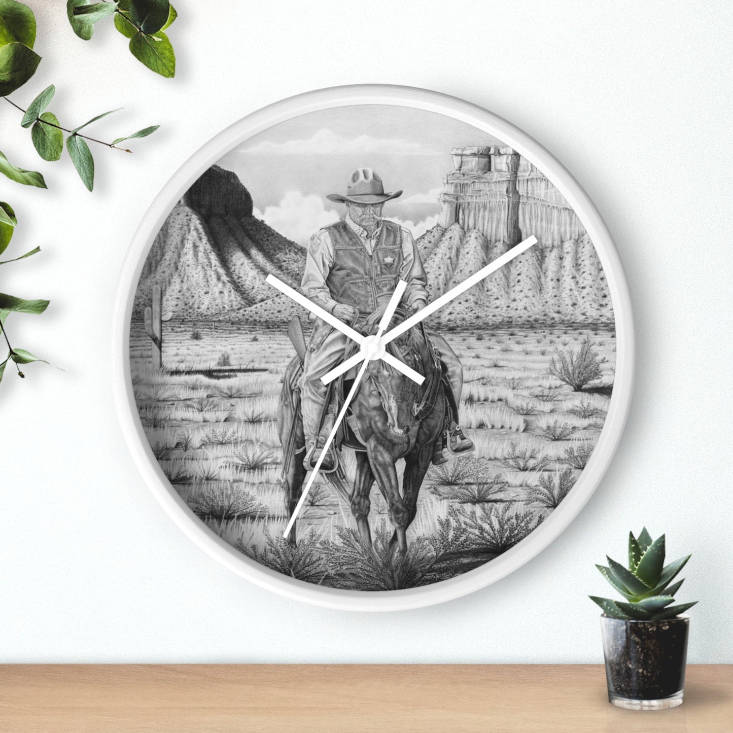 Wall Clock - Vintage Farmhouse Decor, Western Theme Timepiece, Country Home Accent, Horse Lover Gift, Unique Wall Art