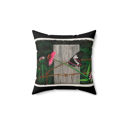Fence Post and Butterfly ,  Cowboy Decor Pillow, Western Home Accent, Farmhouse Throw Pillow, Gift for Horse Lovers, Country Style Cushion