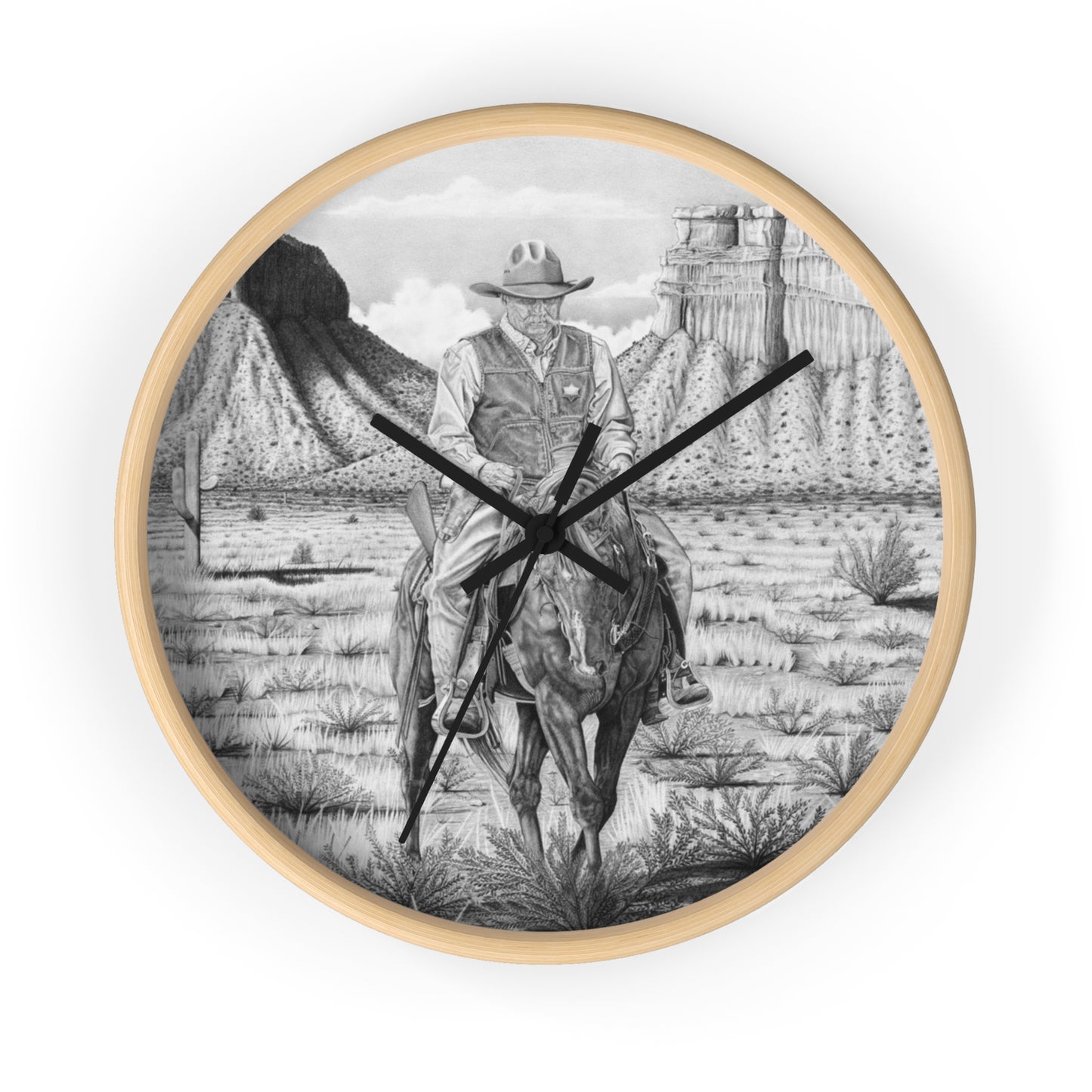 Wall Clock - Vintage Farmhouse Decor, Western Theme Timepiece, Country Home Accent, Horse Lover Gift, Unique Wall Art
