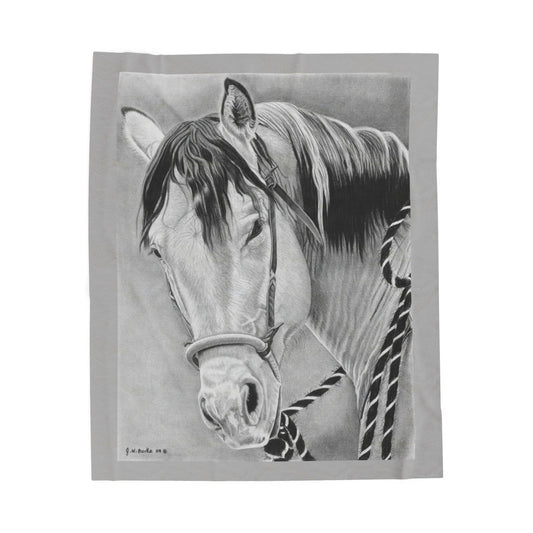 "Watcha Lookin At"  Cozy Cowboy Velveteen Plush Blanket | Western Decor, Gift for Horse Lovers, Camping Blanket, Soft Throw, Farmhouse Style
