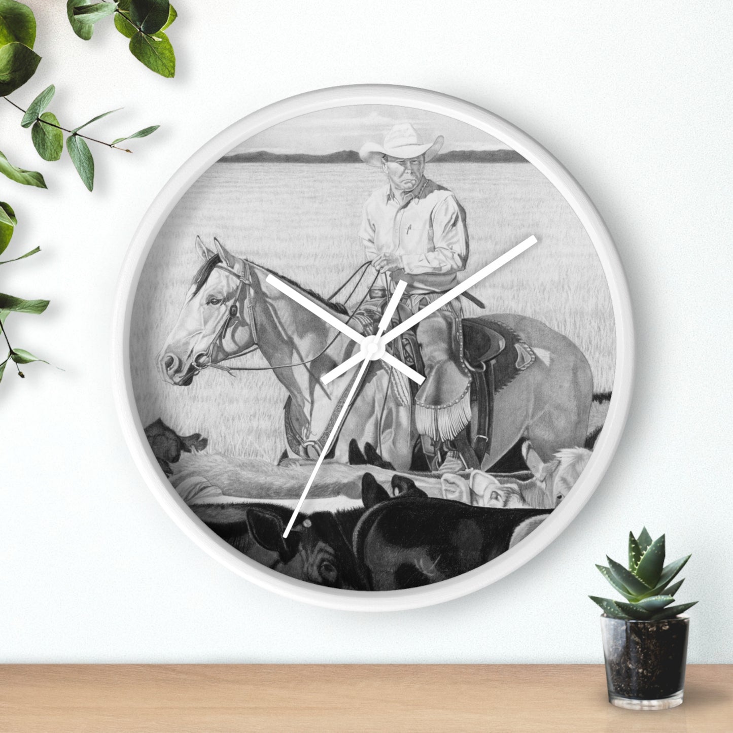Wall Clock - Vintage Farmhouse Decor, Western Theme Timepiece, Country Home Accent, Horse Lover Gift, Unique Wall Art