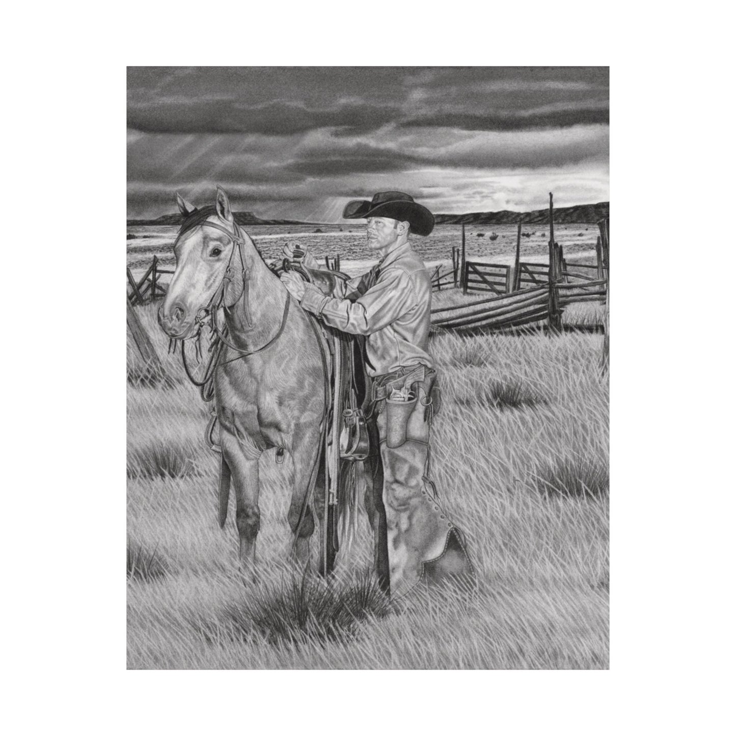 "The Coming Storm" Cowboy Wall Art, Western Decor, Rustic Home Aesthetic, Gift for Horse Lovers, Matte Vertical Posters, Equine Artwork