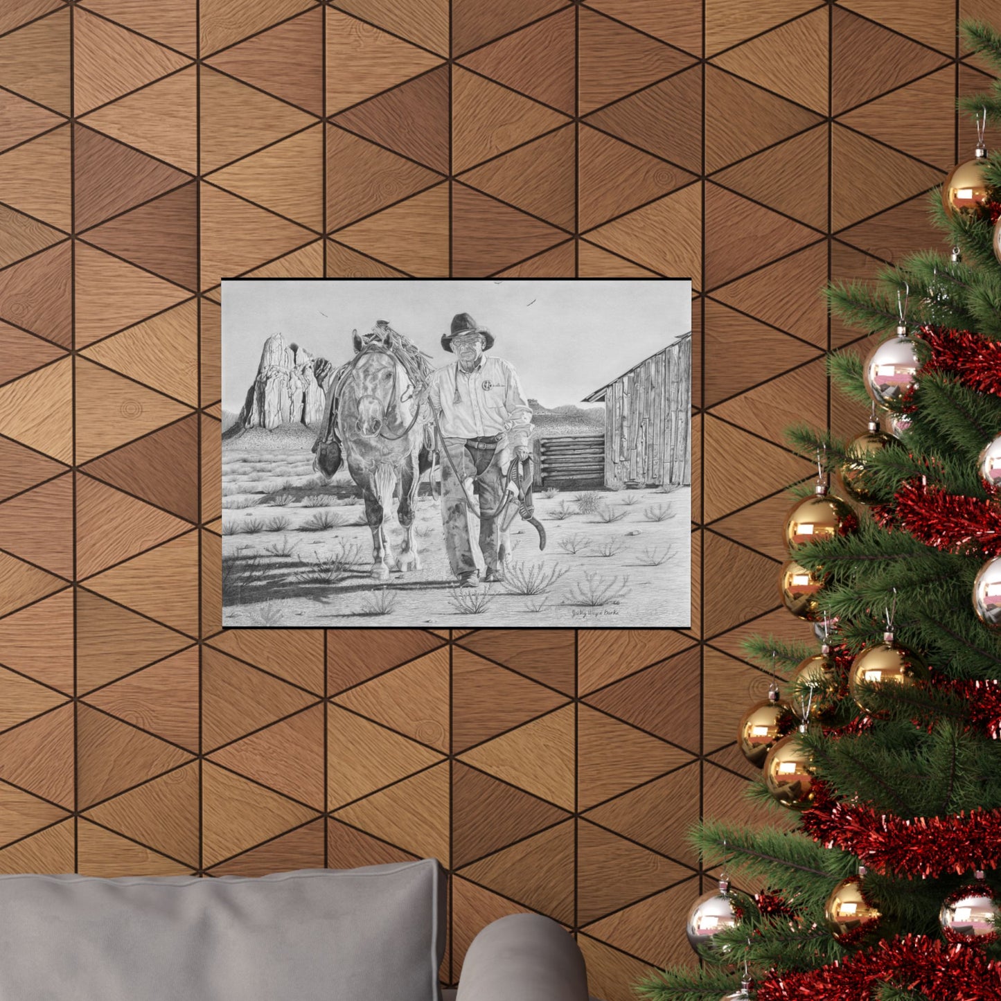 "On The Trail of Outlaw" Rustic Cowboy Art Print | Western Decor | Framed Wall Art, Matte Horizontal Posters, Country Home, Gift for Horse Lovers