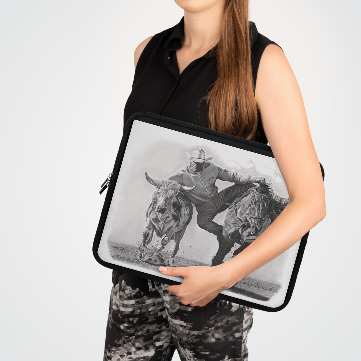 Laptop Sleeve, Western Cowpoke Case, Unique Gift for Ranch Lovers, Rodeo Accessories, Durable Tech Cover