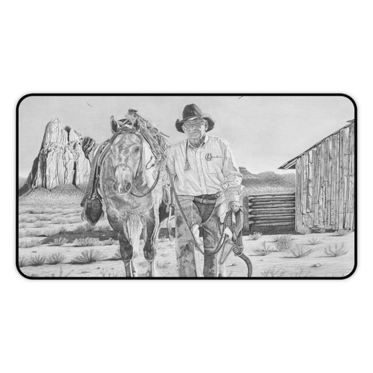 "On The Trail of Outlaw" Rustic Horseman Desk Mat - Western Decor, Cowboy Office Accessory, Horse Lovers Gift, Stylish Computer Mat, Rustic Home Office