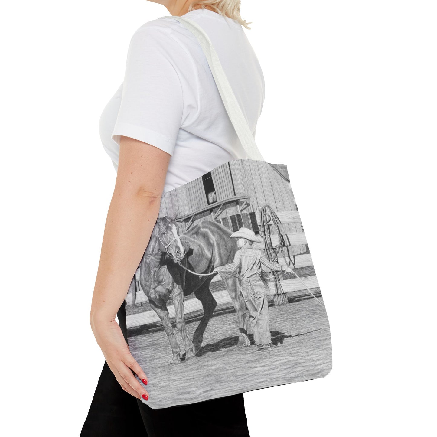 "Tall Task for a Little  Cowboy"  Tote Bag, Western Style Shopping Tote, Equestrian Gift, Farmhouse Decor, Horse Lover Accessory
