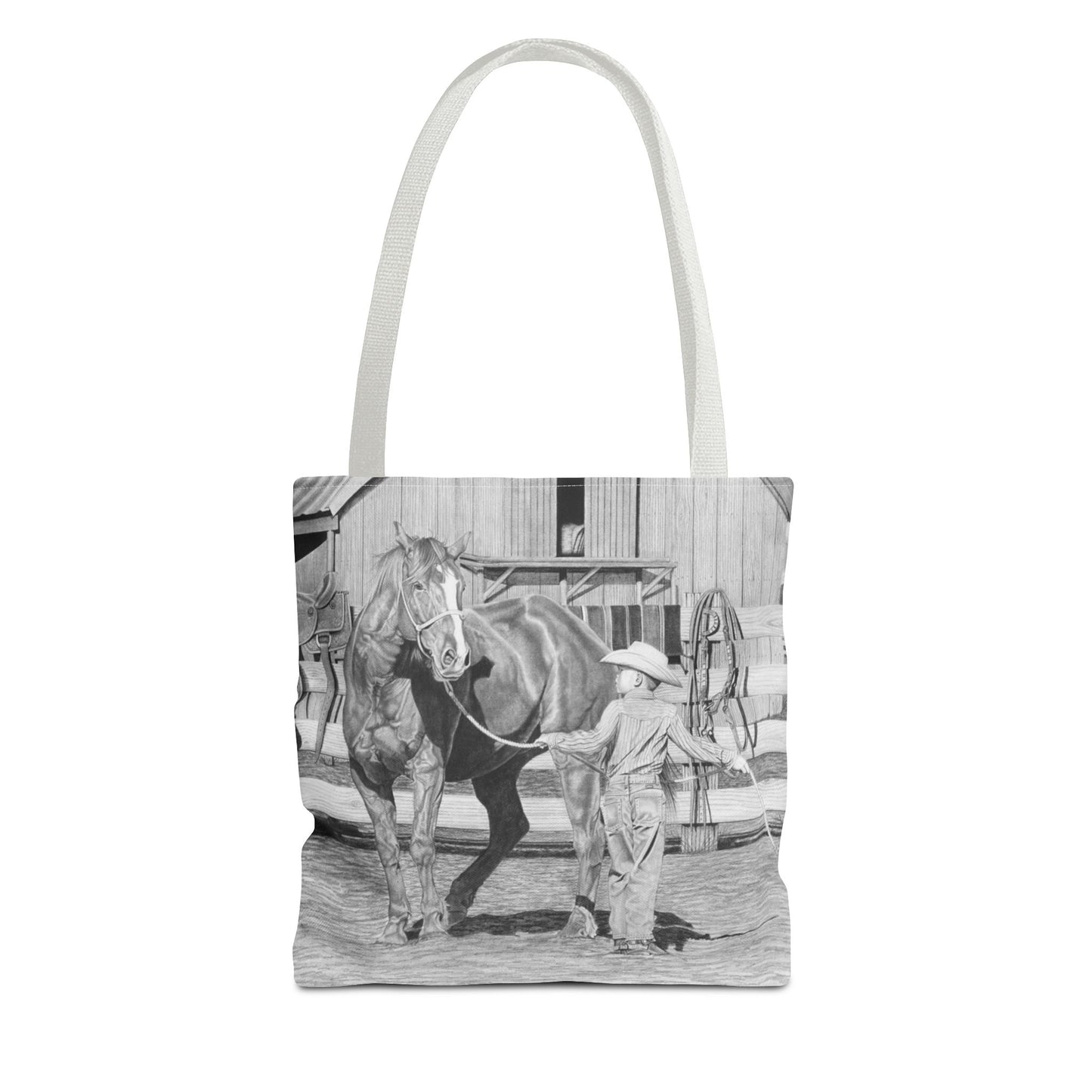 "Tall Task for a Little  Cowboy"  Tote Bag, Western Style Shopping Tote, Equestrian Gift, Farmhouse Decor, Horse Lover Accessory