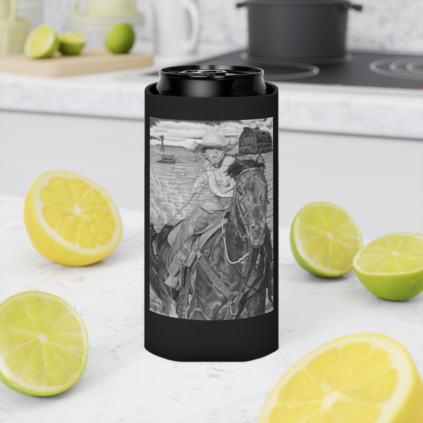 Can Cooler, Western Beverage Sleeve, Outdoor Party Gear, Country-Themed Drink Holder, Ideal for BBQs & Tailgates