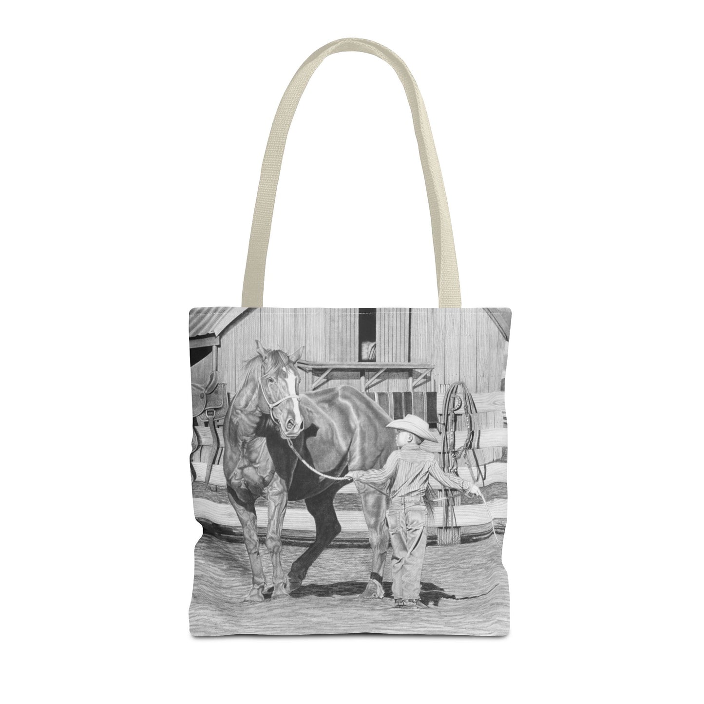 "Tall Task for a Little  Cowboy"  Tote Bag, Western Style Shopping Tote, Equestrian Gift, Farmhouse Decor, Horse Lover Accessory