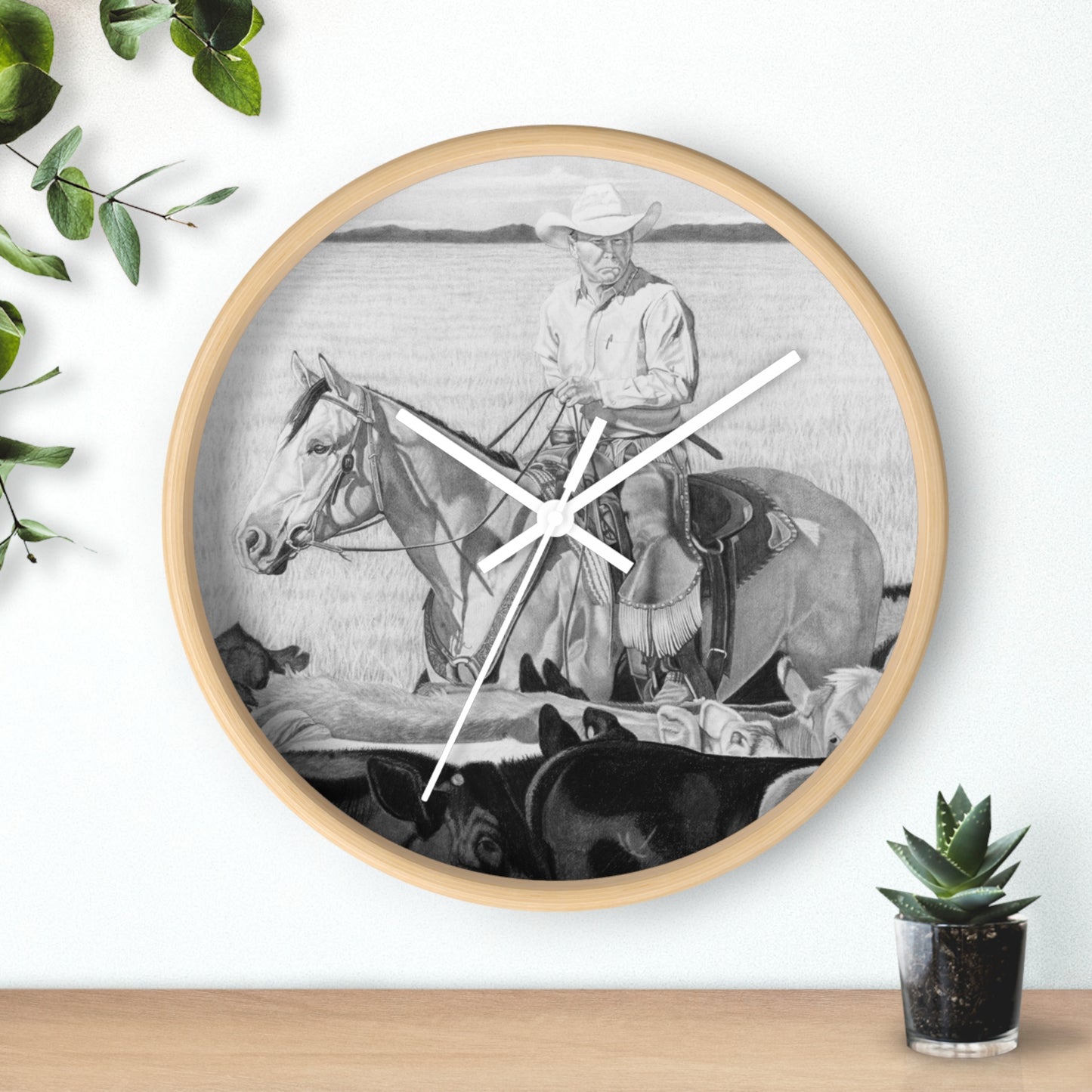 Wall Clock - Vintage Farmhouse Decor, Western Theme Timepiece, Country Home Accent, Horse Lover Gift, Unique Wall Art