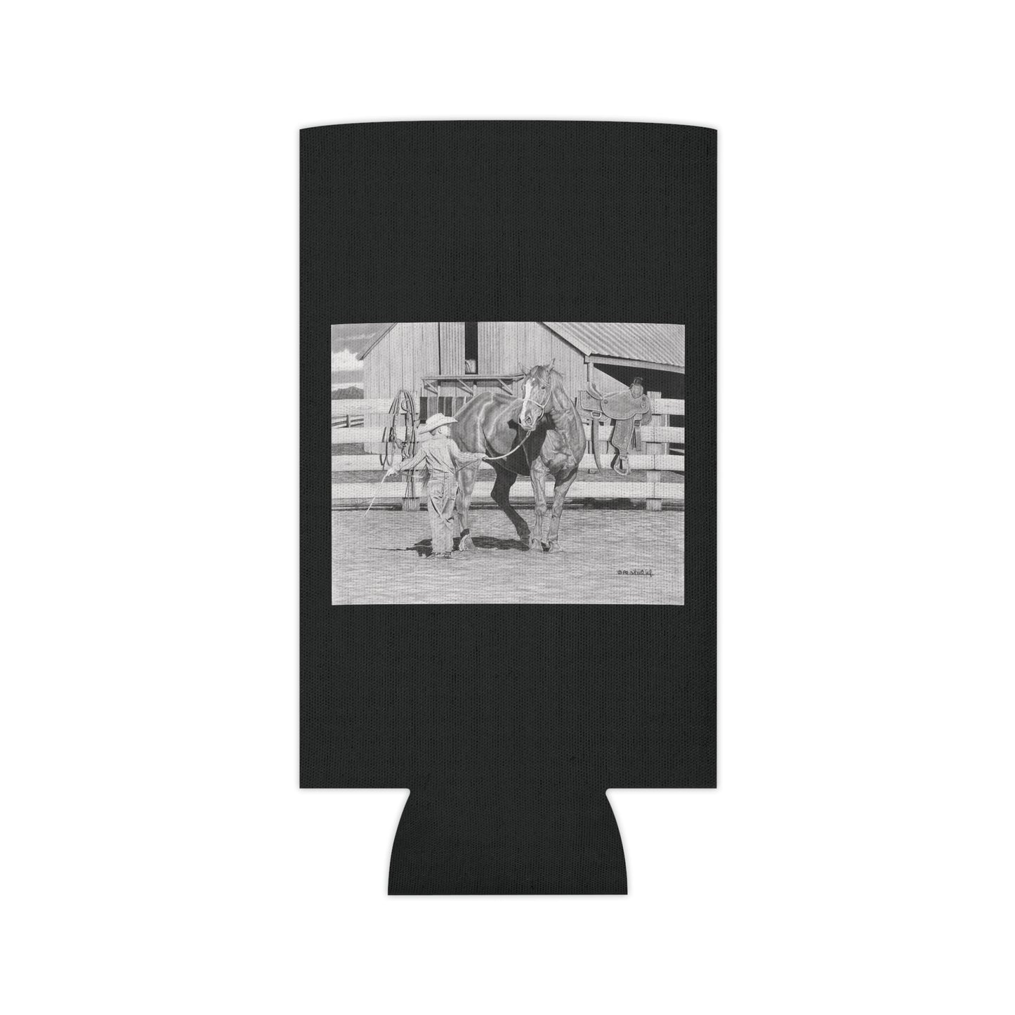 "Tall Task for a little Cowboy" Rustic Cowboy Can Cooler, Western Beverage Sleeve, Outdoor Party Gear, Country-Themed Drink Holder, Ideal for BBQs & Tailgates