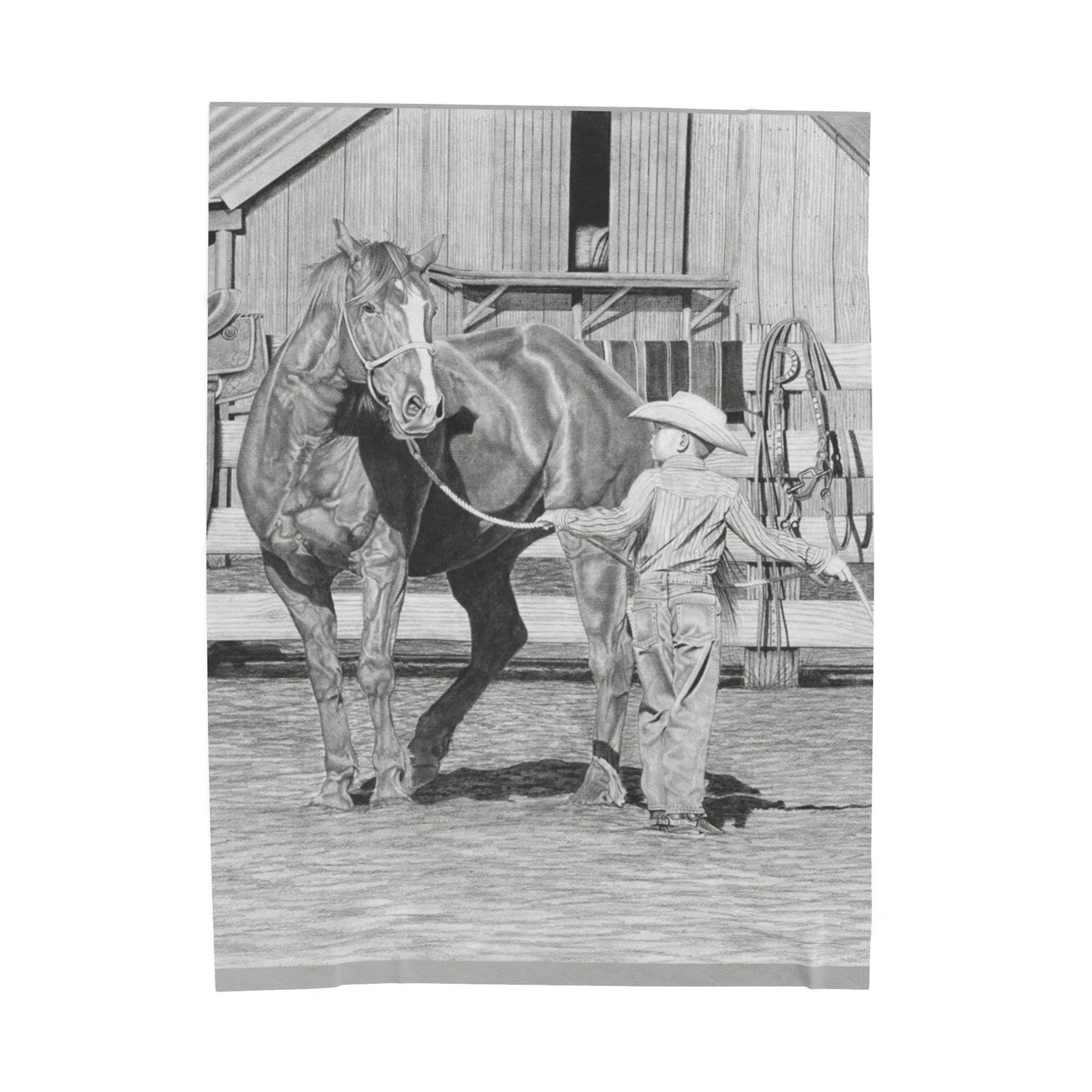 Velveteen Plush Blanket | Western Decor, Gift for Horse Lovers, Camping Blanket, Soft Throw, Farmhouse Style