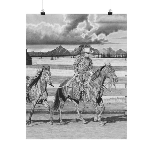 "The Gift Named Storm" Black and White Horse Riding Posters, Equine Art Decor, Western Wall Art, Cowboy Poster, Ranch Gifts for Animal Lovers