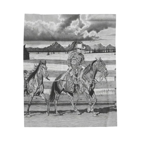 "The Gift Named Storm"  Cozy Cowboy Velveteen Plush Blanket | Western Decor, Gift for Horse Lovers, Camping Blanket, Soft Throw, Farmhouse Style