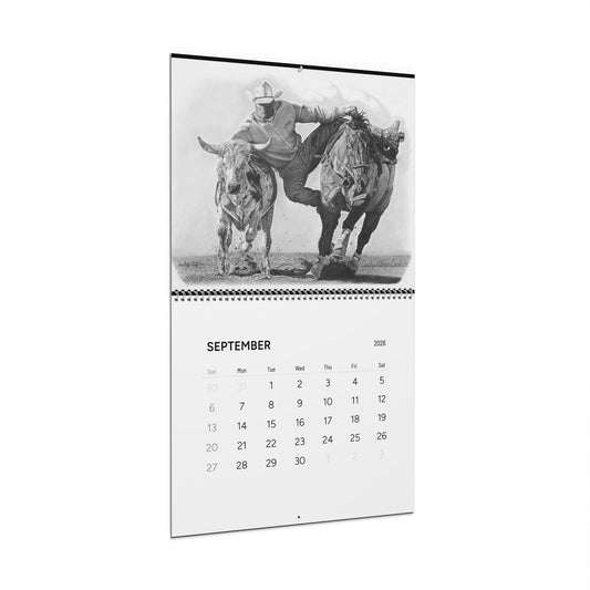 Western Cowboy Sketches Wall Calendar 2026, Horse Ranch Art Calendar
