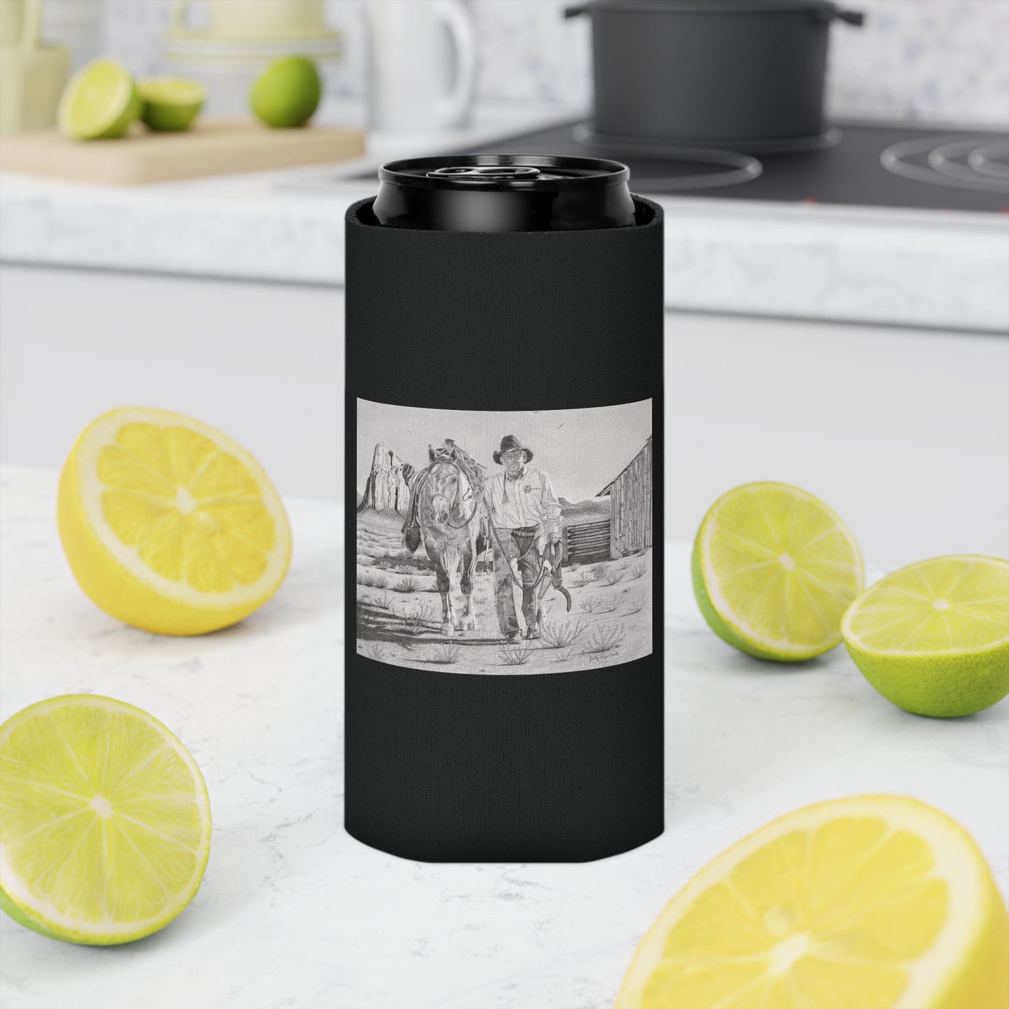 Can Cooler, Western Beverage Sleeve, Outdoor Party Gear, Country-Themed Drink Holder, Ideal for BBQs & Tailgates