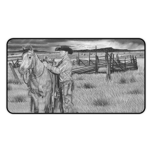 "The Coming Storm" Rustic Horseman Desk Mat - Western Decor, Cowboy Office Accessory, Horse Lovers Gift, Stylish Computer Mat, Rustic Home Office