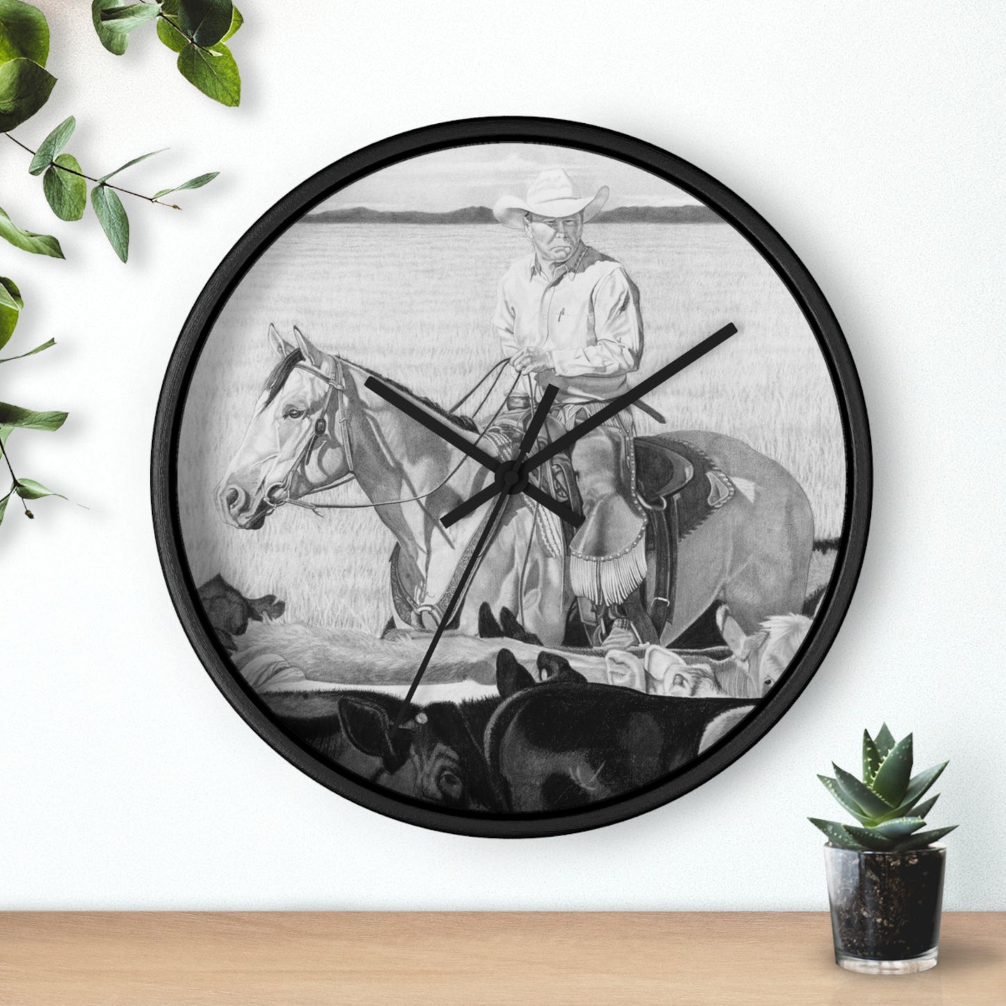 Wall Clock - Vintage Farmhouse Decor, Western Theme Timepiece, Country Home Accent, Horse Lover Gift, Unique Wall Art