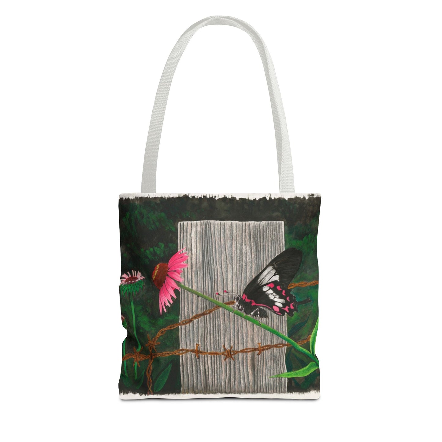 "Fence Post and Butterfly" Western Art Tote Bag