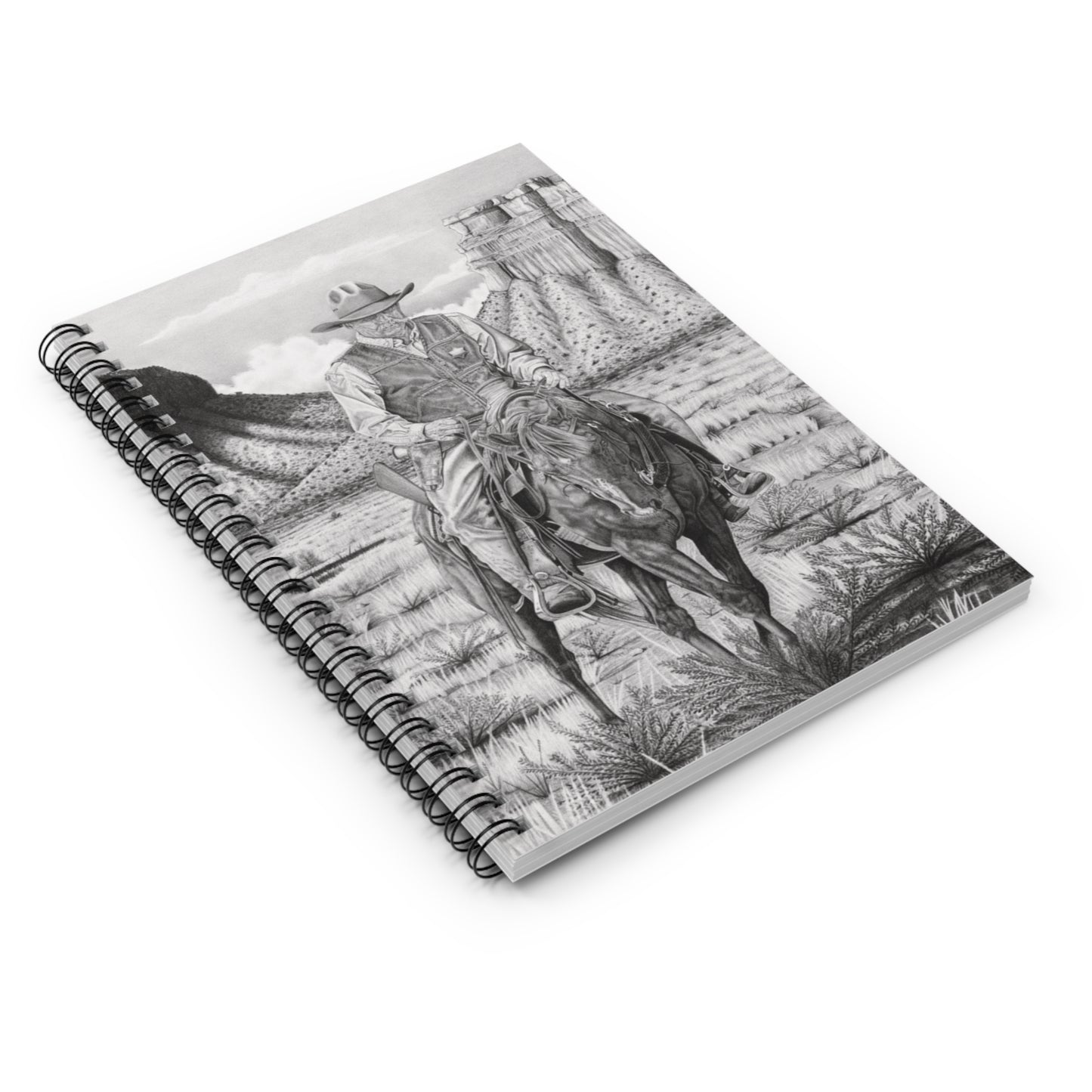 "On the Outlaw Trail " Espiral Notebook , Journal for Equestrian Lovers, Western Art Gift, Cowpoke Writing Pad, [...]