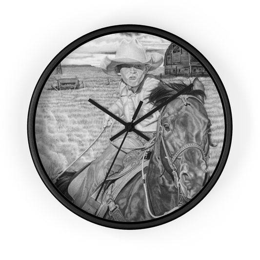 Wall Clock - Vintage Farmhouse Decor, Western Theme Timepiece, Country Home Accent, Horse Lover Gift, Unique Wall Art