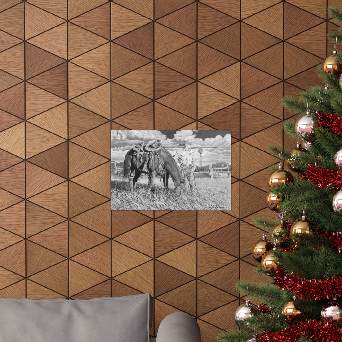 Young Cowboy Dream Rustic Cowboy Art Print | Western Decor | Framed Wall Art, Matte Horizontal Posters, Country Home, Gift for Horse Lovers