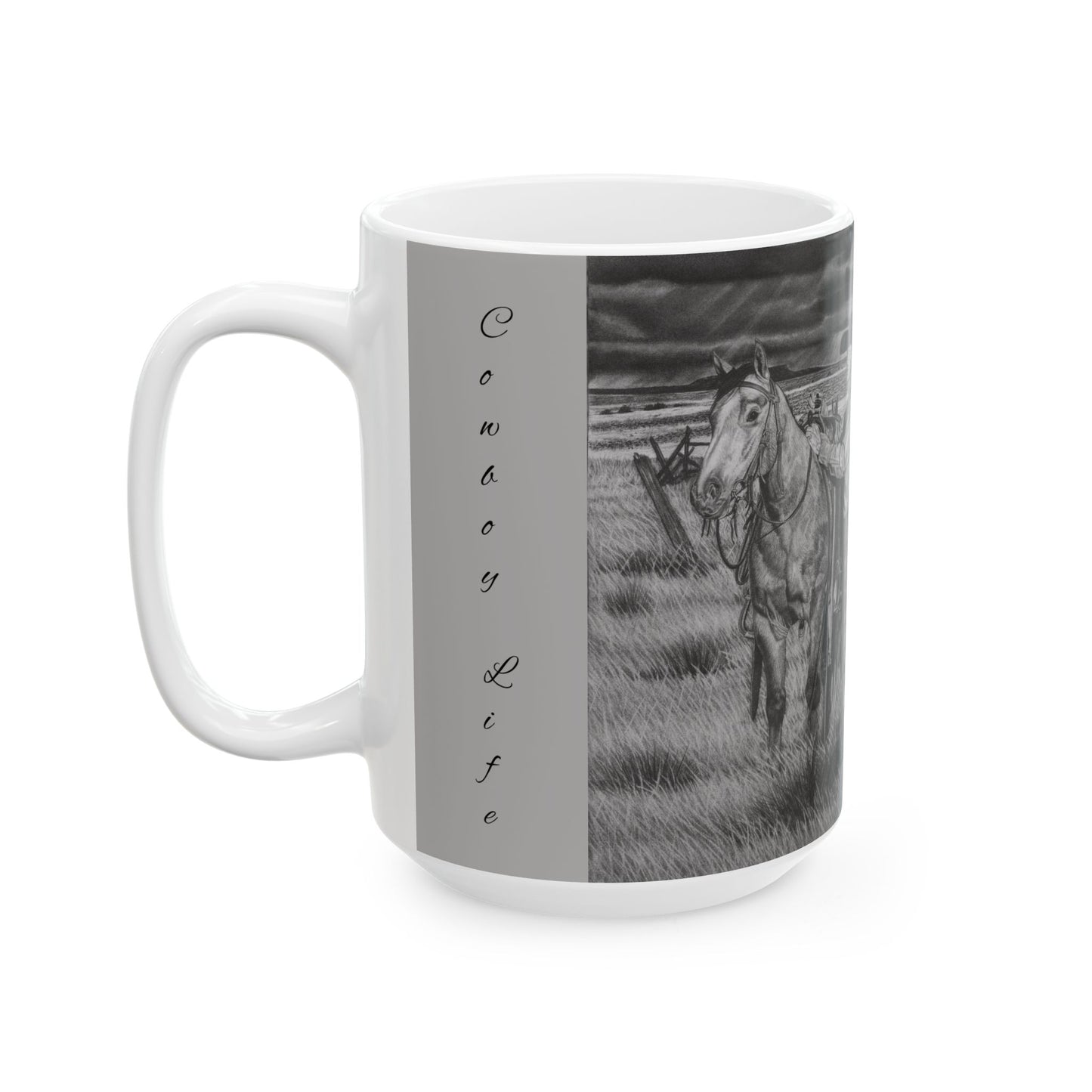 "The coming Storm"  Rustic Horse Lover Mug, Cowboy Decorative Coffee Cup, Horseback Riding Gift, Country Home Decor, Equestrian Tea Mug