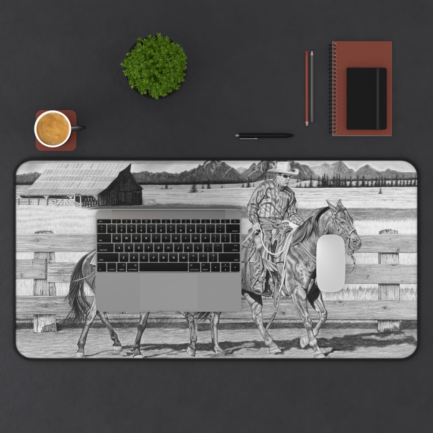 Desk Mat - Western Decor, Cowboy Office Accessory, Horse Lovers Gift, Stylish Computer Mat, Rustic Home Office