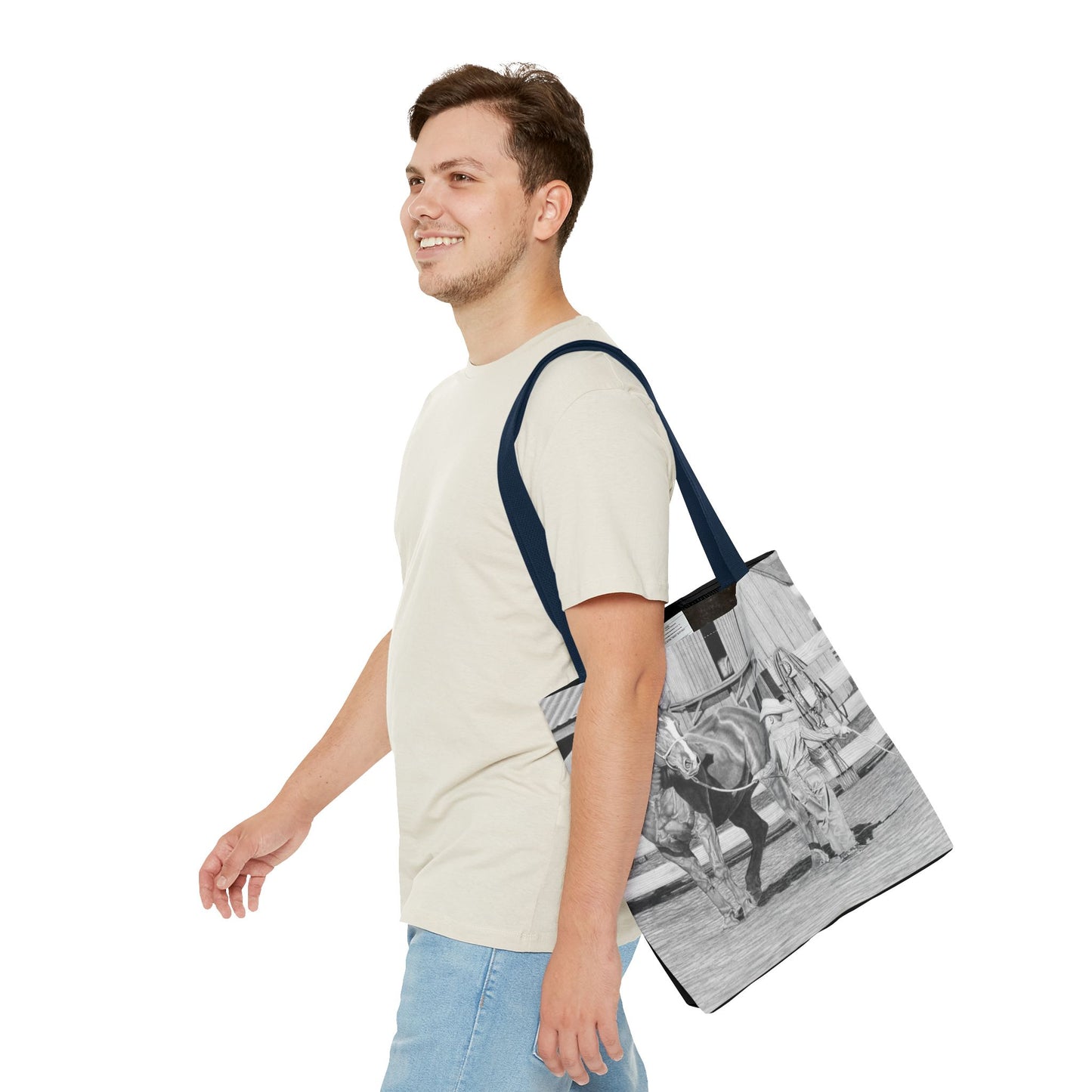 "Tall Task for a Little  Cowboy"  Tote Bag, Western Style Shopping Tote, Equestrian Gift, Farmhouse Decor, Horse Lover Accessory
