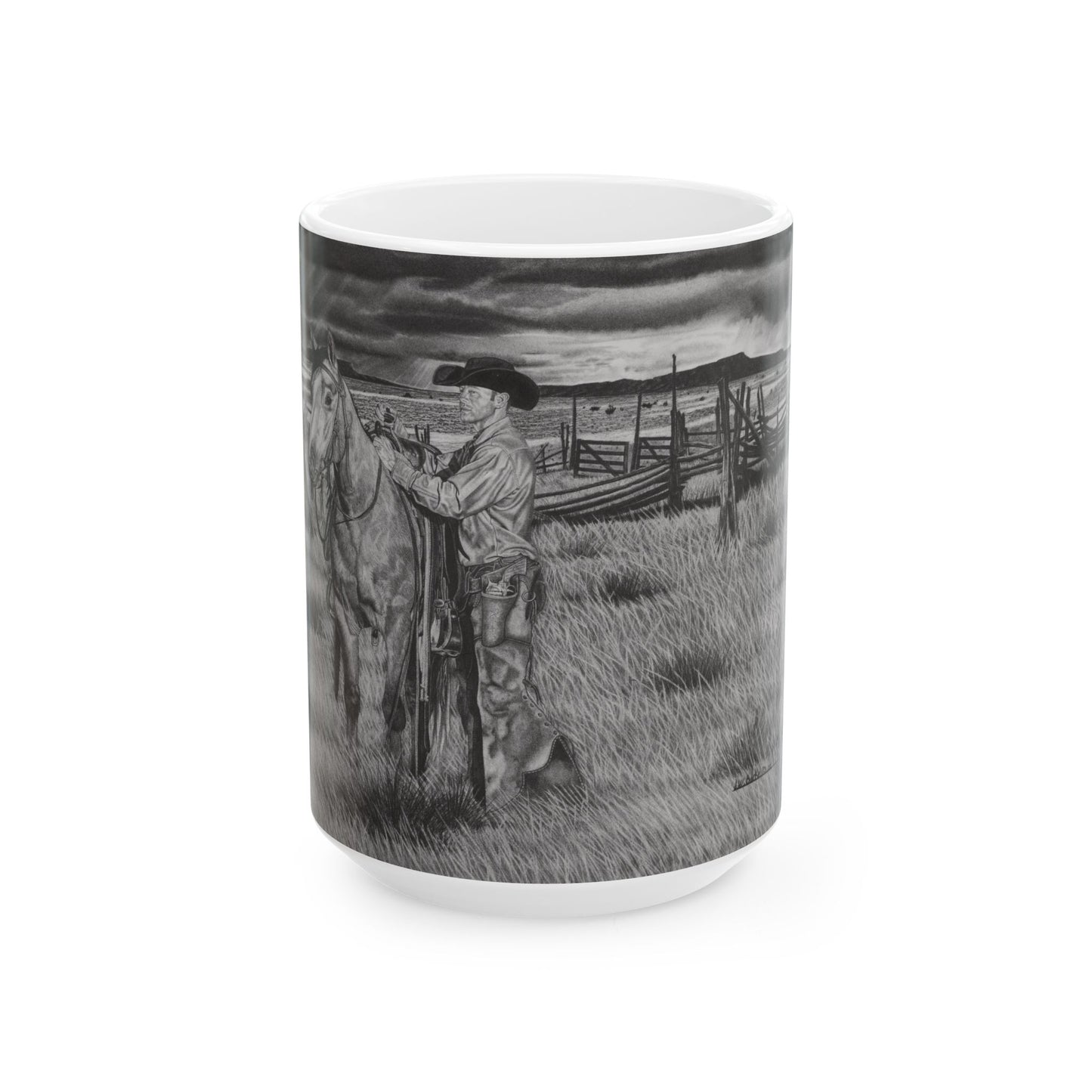 "The coming Storm"  Rustic Horse Lover Mug, Cowboy Decorative Coffee Cup, Horseback Riding Gift, Country Home Decor, Equestrian Tea Mug