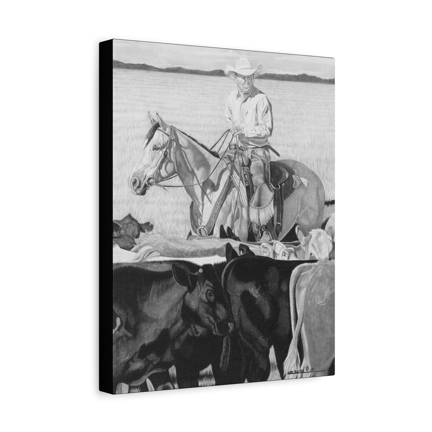 "Hot Day on The Job" western art on canvas