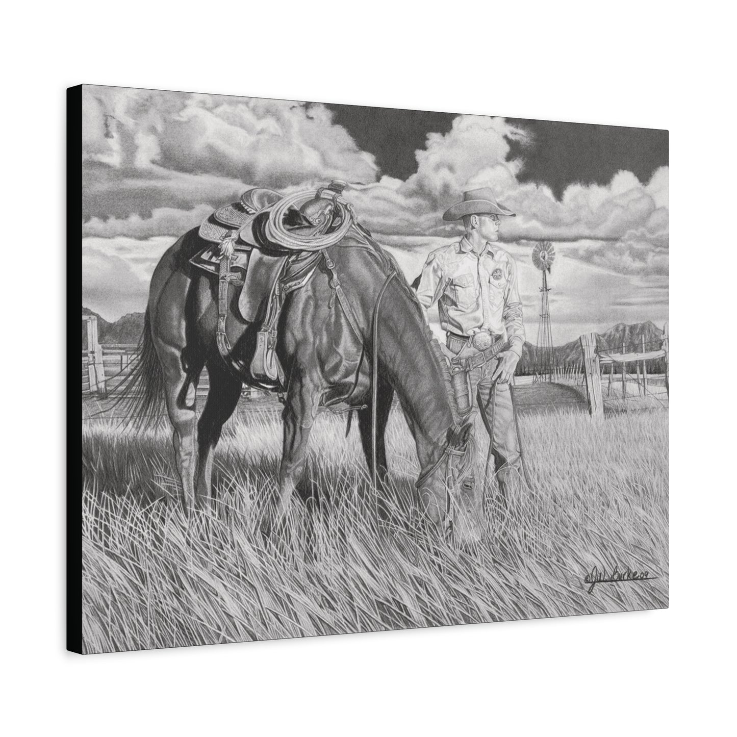 Young Cowboy Dream western art on canvas