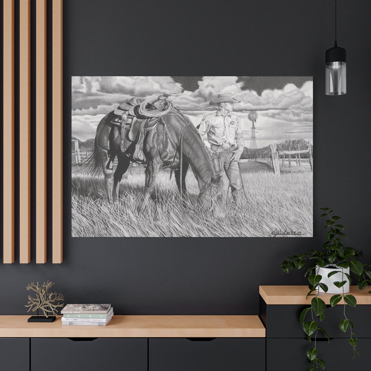 Young Cowboy Dream western art on canvas